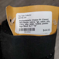 Pr Closed Hind Boots, velcro *gc, clean, pilly, v.linty, pilly, older, faded, peeled logo
