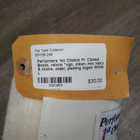 Pr Closed Boots, velcro *vgc, clean, mnr hairy & stains, older, peeling logos
