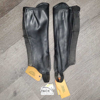 JUNIORS Synthetic Half Chaps *gc/fair, dirty, stretched & popped elatic, hairy, thread
