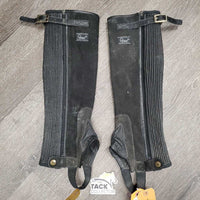 Pr Suede Half Chaps, buckle top *gc/fair, pilly, dirty, rubs, v.faded, unstiched edge
