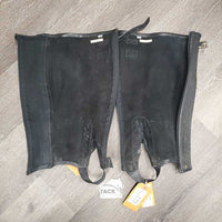 Pr Suede Half Chaps, buckle top *gc/fair, pilly, dirty, rubs, v.faded, unstiched edge
