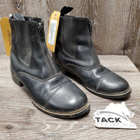 JUNIORS Pr Zip Up Paddock Boots *gc, dirty seams, threads, dusty, pilly inside, mnr scratches, older