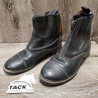 JUNIORS Pr Zip Up Paddock Boots *gc, dirty seams, threads, dusty, pilly inside, mnr scratches, older
