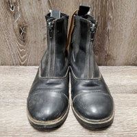 JUNIORS Pr Zip Up Paddock Boots *gc, dirty seams, threads, dusty, pilly inside, mnr scratches, older
