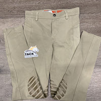 JUNIORS Euroseat Pull ON Breeches *xc, mnr stains & knee rubs, unstitched seam, waist dent
