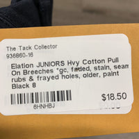 JUNIORS Hvy Cotton Pull On Breeches *gc, faded, stain, seam rubs & frayed holes, older, paint
