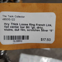 Hvy Thick Loose Ring French Link, flat center bar Bit *gc, dirty, stains, dull film, scratches
