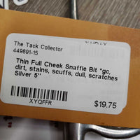 Thin Full Cheek Snaffle Bit *gc, dirt, stains, scuffs, dull, scratches
