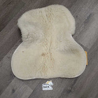 Quilt Wool Fleece Underside Rolled Edge Half Pad *gc, mnr dirt, hair, stains, v. dingy, clumpy fleece
