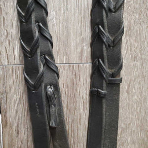 Rsd/Padded Dressage Bridle, Crank, Flash, Wide Braided Reins *vgc, clean, mnr residue & hair, dents, tight keeper, older, creases