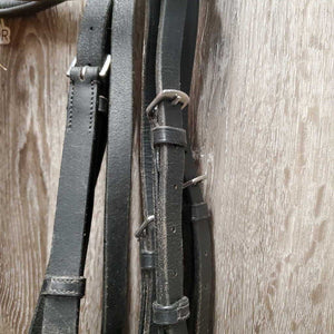 Rsd/Padded Dressage Bridle, Crank, Flash, Wide Braided Reins *vgc, clean, mnr residue & hair, dents, tight keeper, older, creases