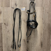 Rsd/Padded Monocrown Dressage Bridle, Crank, Flash, Bling, Padded Reins *vgc, mnr edge rubs, dirt & rubs