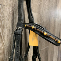 Rsd/Padded Monocrown Dressage Bridle, Crank, Flash, Bling, Padded Reins *vgc, mnr edge rubs, dirt & rubs
