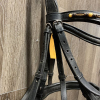 Rsd/Padded Monocrown Dressage Bridle, Crank, Flash, Bling, Padded Reins *vgc, mnr edge rubs, dirt & rubs