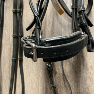 Rsd/Padded Monocrown Dressage Bridle, Crank, Flash, Bling, Padded Reins *vgc, mnr edge rubs, dirt & rubs