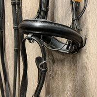 Rsd/Padded Monocrown Dressage Bridle, Crank, Flash, Bling, Padded Reins *vgc, mnr edge rubs, dirt & rubs
