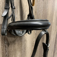 Rsd/Padded Monocrown Dressage Bridle, Crank, Flash, Bling, Padded Reins *vgc, mnr edge rubs, dirt & rubs