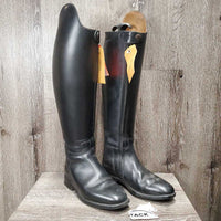"Cinderella"? Pr Dressage Boots, zips, Black Plastic forms *gc, dust, rubs, scratches, mnr stains
