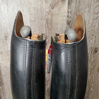 "Cinderella"? Pr Dressage Boots, zips, Black Plastic forms *gc, dust, rubs, scratches, mnr stains

