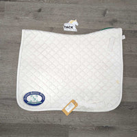 Quilt Dressage Saddle Pad, 1x piping *gc, clean, mnr stains, hair, puckered, rubbed torn binding, pills
