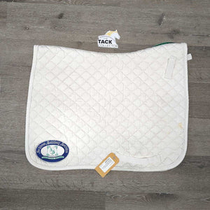 Quilt Dressage Saddle Pad, 1x piping *gc, clean, mnr stains, hair, puckered, rubbed torn binding, pills