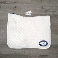 Quilt Dressage Saddle Pad, 1x piping *gc, clean, mnr stains, hair, puckered, rubbed torn binding, pills
