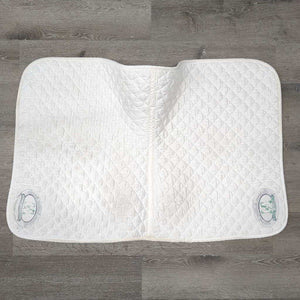 Quilt Dressage Saddle Pad, 1x piping *gc, clean, mnr stains, hair, puckered, rubbed torn binding, pills