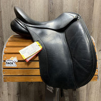 17.5" Adj *set xw *6.5" Schleese Wave Dressage Saddle, 2 Xl Long Front Velcro Blocks, Navy Schleese Cover, Wool Flocking, Rear Gusset Panels, Flaps: 16.5"L x 12"W Serial #: 2-17 6329S0106
