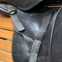 17.5" Adj *set xw *6.5" Schleese Wave Dressage Saddle, 2 Xl Long Front Velcro Blocks, Navy Schleese Cover, Wool Flocking, Rear Gusset Panels, Flaps: 16.5"L x 12"W Serial #: 2-17 6329S0106
