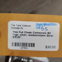 Thin Full Cheek Corkscrew Bit *vgc, clean, residue/stains
