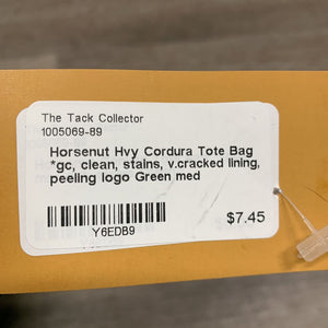 Hvy Cordura Tote Bag *gc, clean, stains, v.cracked lining, peeling logo