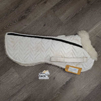 Quilted Sheepskin Half Pad *gc, mnr hair, stains, puckers, pills, clumpy