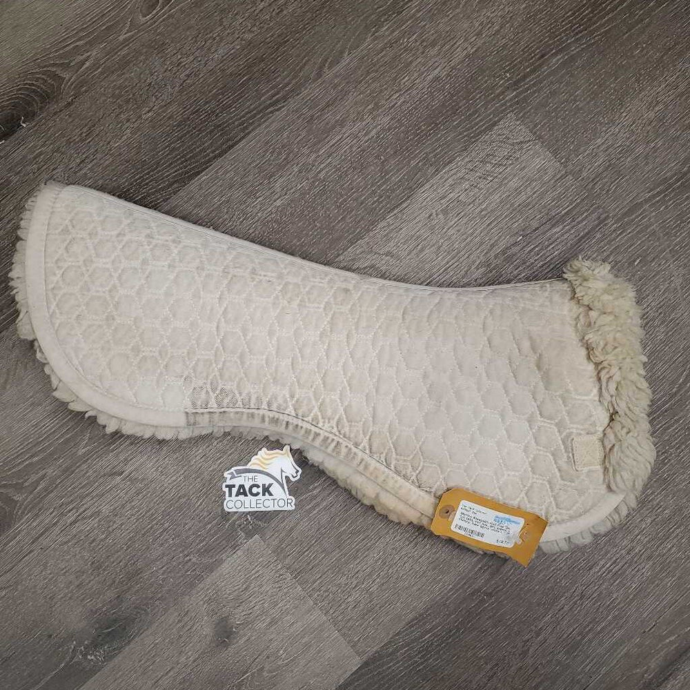 Sheepskin Half Pad *gc, cut tabs, mnr hair, dirt, stains, v. clumpy, bare spots