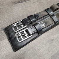 Narrow Padded Dressage - Short Girth, 2x els *fair, dirty, torn/missing keepers, older, stretched elastics, stiff, threads
