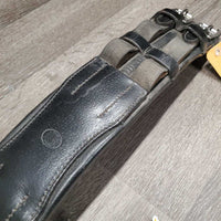 Narrow Padded Dressage - Short Girth, 2x els *fair, dirty, torn/missing keepers, older, stretched elastics, stiff, threads
