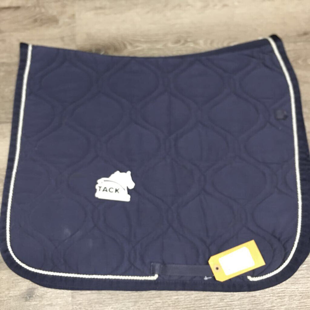 Velvet Dressage Saddle Pad, piping *gc, cut tabs, dirt, mnr hair, faded, stains