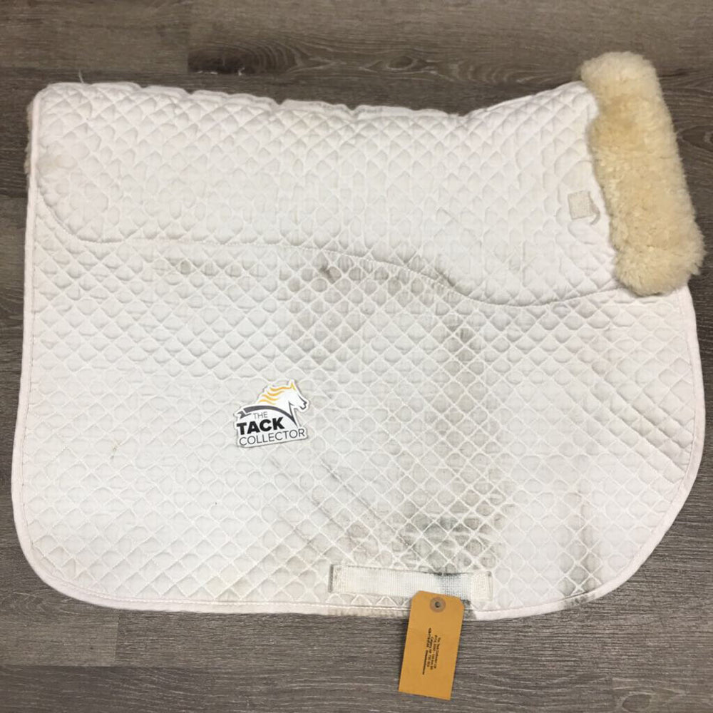 Quilt Sheepsking Lined Dressage Saddle Pad *gc, cut tabs, dingy, stained, dirt, mnr hair, pilly