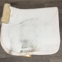 Quilt Sheepsking Lined Dressage Saddle Pad *gc, cut tabs, dingy, stained, dirt, mnr hair, pilly
