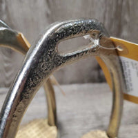 Pr Hvy Stirrup Irons, grips *fair, v.bubbled, scuffs, rust, scratches, v.thin/broken grips
