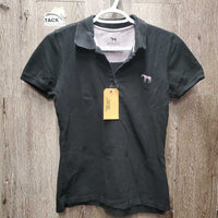 SS Polo Shirt, 1/4 Button Up *gc, hair, fading, collar rubs
