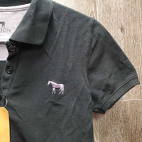 SS Polo Shirt, 1/4 Button Up *gc, hair, fading, collar rubs
