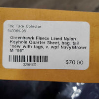 Fleece Lined Nylon Keyhole Quarter Sheet, bag, tail *new with tags, v. wpf
