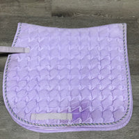 Microsuede Quilt Jumper Saddle Pad, 1x piping *gc, mnr dirt, stains, hair, rubbed frayed piping
