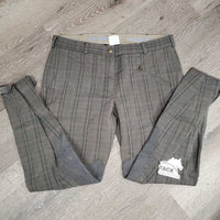 Euroseat Breeches *gc, stretched seat, older, hairy velcro, mnr snags, dirt?stain & loose stitches
