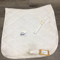 Thick Quilt Dressage Saddle Pad, 1x piping *gc, clean, stained, dingey, mnr hair, rubbed torn binding
