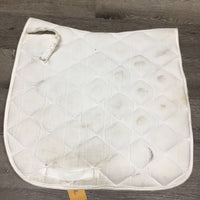 Thick Quilt Dressage Saddle Pad, 1x piping *gc, clean, stained, dingey, mnr hair, rubbed torn binding
