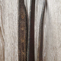 Pr Leather Donut Side Reins *gc, stiff, dry, scraped edges, mnr dirt, breaking keeper thread, twists
