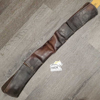 Trifold Dressage - Short Girth, 2 buckle covers *gc, older, stains, clean, stretched keepers, v.creased & bent edges, hairy velcro
