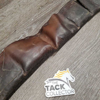 Trifold Dressage - Short Girth, 2 buckle covers *gc, older, stains, clean, stretched keepers, v.creased & bent edges, hairy velcro
