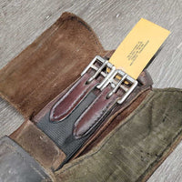 Trifold Dressage - Short Girth, 2 buckle covers *gc, older, stains, clean, stretched keepers, v.creased & bent edges, hairy velcro
